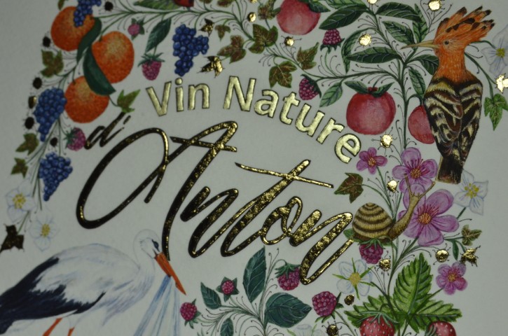 Enluminure création pour une étiquette de vin pour le domaine de l'Anchois réalisée par l'atelier sc-enluminure