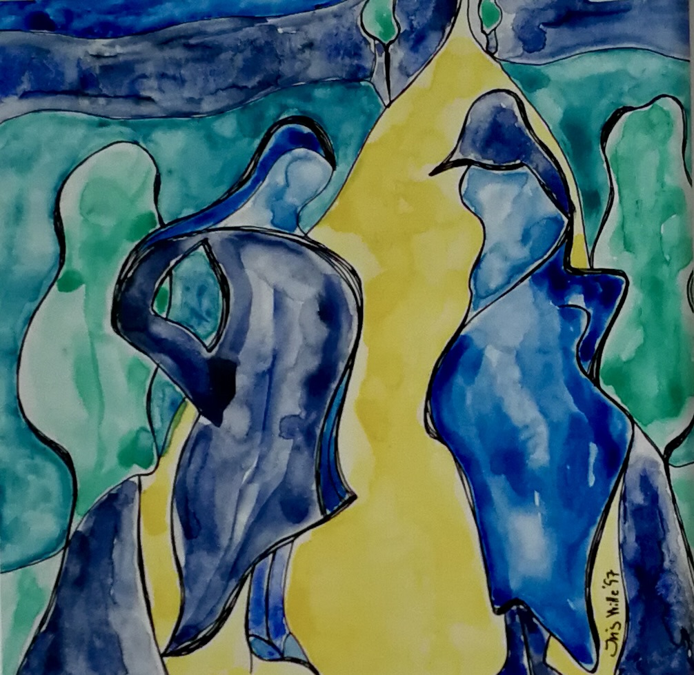 Unterhaltung, 11,5x11,5cm, Tusche auf Papier