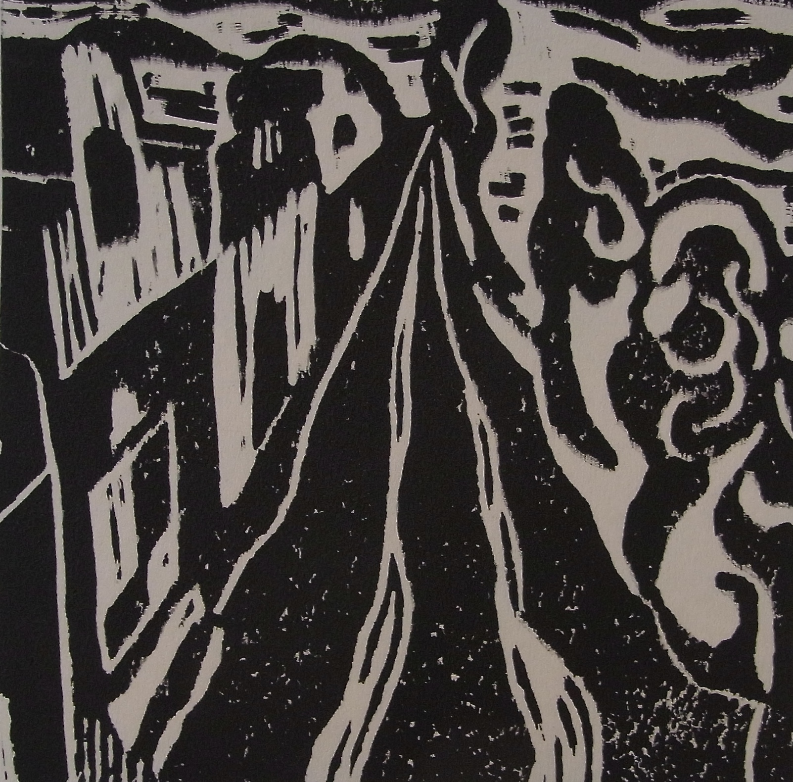 Straße mit Bäumen, 14x15cm
