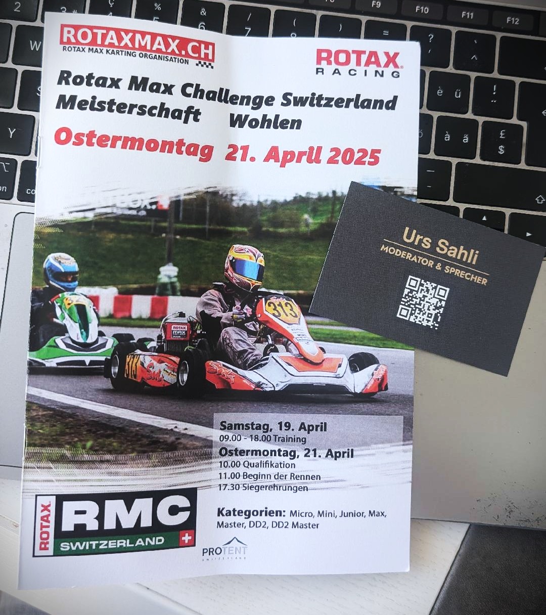 Moderation Rotax Max Challenge Schweiz, April 2025, Urs Sahli Moderator und Sprecher