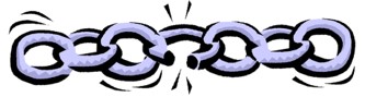 A chain with the middle link breaking 