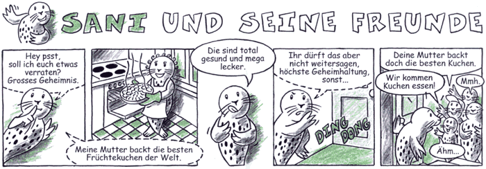 Comics für die Sanitas-Kundenzeitung