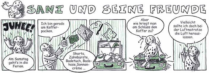 Comics für die Sanitas-Kundenzeitung