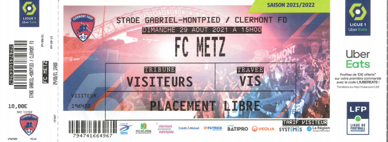 29 août 2021 : Clermont Foot 63 - FC Metz - 4ème journée - Championnat de France (2/2 - 11 296 spect.)