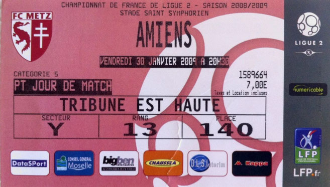 30 janv. 2009: FC Metz - Amiens SC - 21ème Journée - Championnat de France (2/1 - 7.139 spect.)