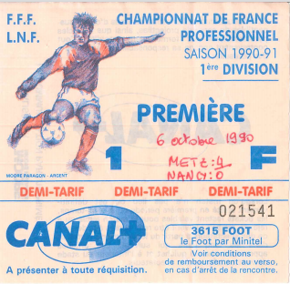 5 oct. 1990 - FC Metz - AS Nancy Lorraine - 12ème Journée - Championnat de France (4/0)