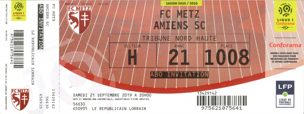 21 septembre 2019: FC Metz - Amiens SC - 6ème journée - Championnat de France (1/2)