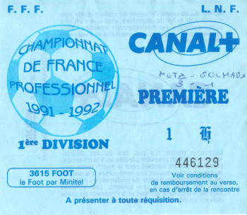 27 juil. 1991: FC Metz - FC Sochaux - 2ème Journée - Championnat de France (3/1)