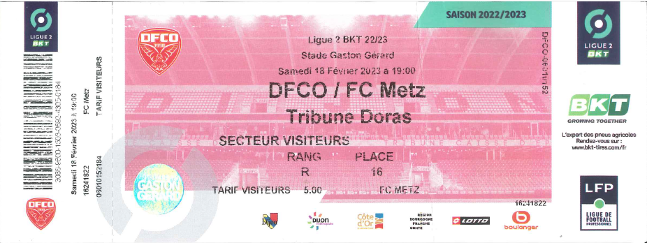18 février 2023 : Dijon FCO - FC Metz - 24ème journée - Championnat de France (0/0 - 6 657 spect.)