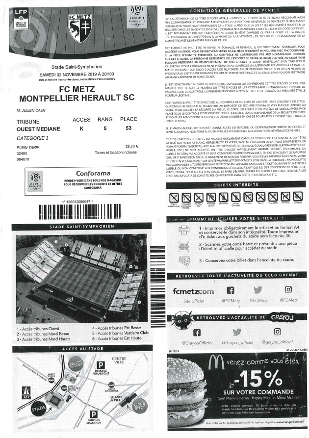 2 novembre 2019: FC Metz - Montpellier Hérault SC - 12ème journée - Championnat de France (2/2)