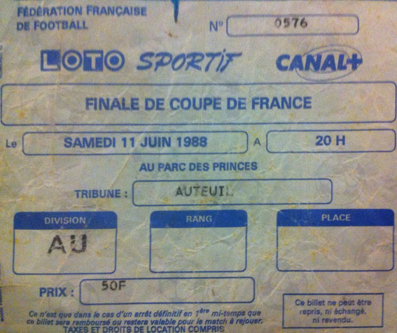 11 juin 1988: FC Metz - FC Sochaux - Finale - Coupe de France (1/1 ap - 5/4 tab - 44.531 spect.)