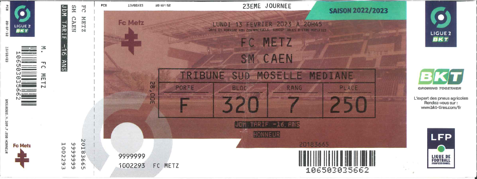 13 février 2023 : FC Metz - SM Caen - 23ème journée - Championnat de France (0/0 - 13 790 spect.)