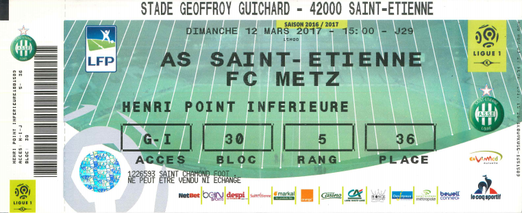12 mars 2017: AS Saint Etienne - FC Metz - 29ème journée - Championnat de France (2/2)