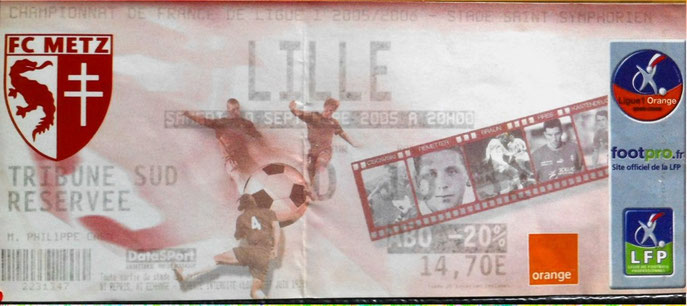 10 sept. 2005: FC Metz - Lille OSC - 6ème Journée - Championnat de France (0/2 - 15.584 spect.)