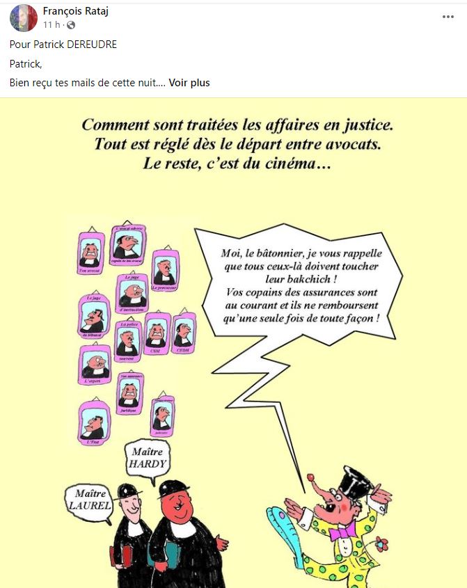 La profession d'avocat doit disparaître ! de François RATAJ site Patrick DEREUDRE  www.stopcorruptionstop.fr  www.jesuisvictime.fr  www.jesuispatrick.fr PARJURE & CORRUPTION à très Grande Echelle au Coeur même de la JUSTICE & REPUBLIQUE