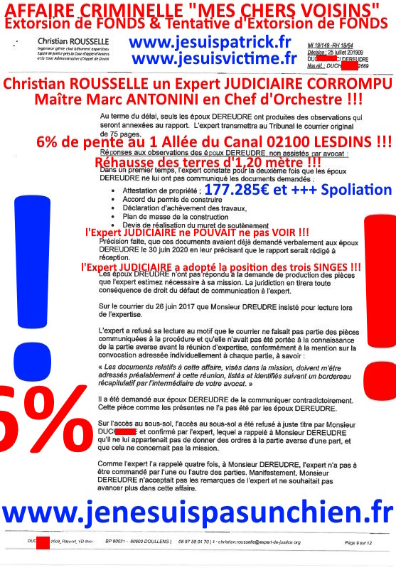 Pièce N°6c) Page 077sur134 AFFAIRE CRIMINELLE «MES CHERS VOISINS» SIGNIFICATION DE JUGEMENT, Violences, Extorsion de Fonds, Tentative Extorsion de Fonds, Maître Marc ANTONINI à l'œuvre et ce avec la bénédiction de nos Institutions www.jesuispatrick.fr