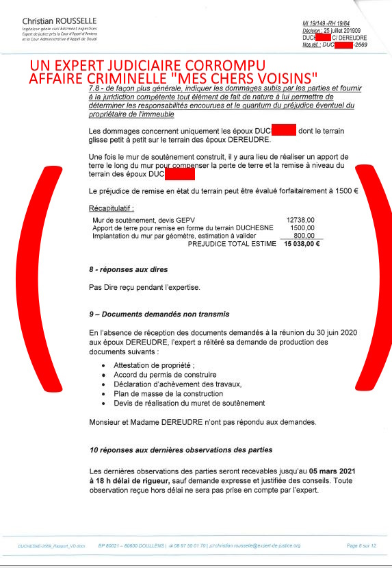 Pièce N°4b) Page 10sur16 AFFAIRE CRIMINELLE «MES CHERS VOISINS» RAPPORT DÉFINITIF, Violences, Extorsion de Fonds, Tentative Extorsion de Fonds, Maître Marc ANTONINI à l'œuvre et ce avec la bénédiction de nos Institutions www.jesuispatrick.fr