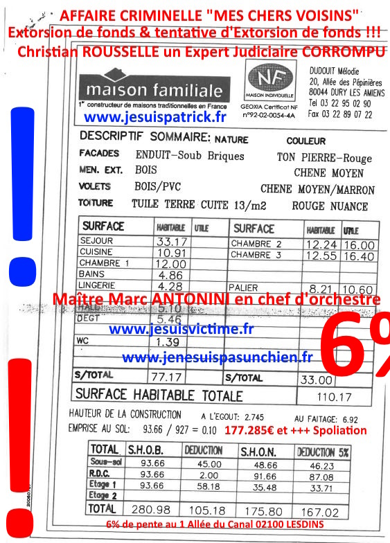 Pièce N°6c) Page 023sur134 AFFAIRE CRIMINELLE «MES CHERS VOISINS» SIGNIFICATION DE JUGEMENT, Violences, Extorsion de Fonds, Tentative Extorsion de Fonds, Maître Marc ANTONINI à l'œuvre et ce avec la bénédiction de nos Institutions www.jesuispatrick.fr
