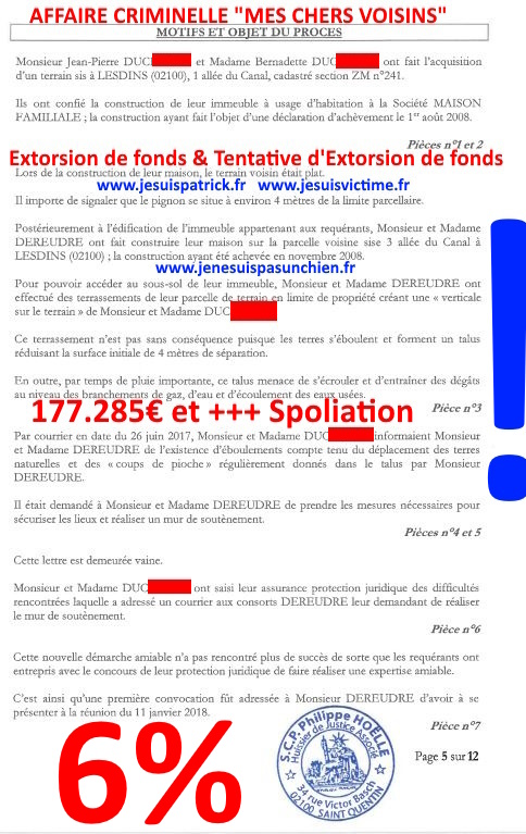 Pièce N°6c) Page 005sur134 AFFAIRE CRIMINELLE «MES CHERS VOISINS» SIGNIFICATION DE JUGEMENT, Violences, Extorsion de Fonds, Tentative Extorsion de Fonds, Maître Marc ANTONINI à l'œuvre et ce avec la bénédiction de nos Institutions www.jesuispatrick.frPièc