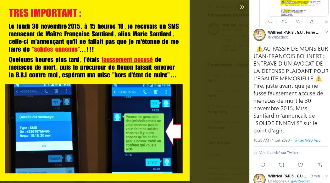 Facebook WIL PIRS Maître Wildfried PARIS AVOCAT DISSISENT Menacé de mort en FRANCE www.jesuispatrick.fr ALERTE ROUGE www.alerterouge-france.fr