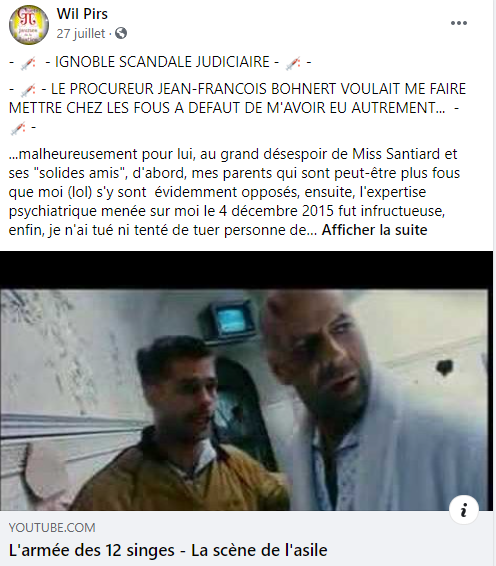 Facebook WIL PIRS Maître Wildfried PARIS AVOCAT DISSISENT Menacé de mort en FRANCE www.jesuispatrick.fr ALERTE ROUGE www.alerterouge-france.fr