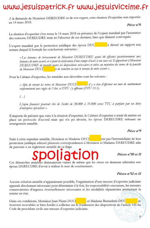 N°4 Affaires Mes Chers Voisins Assignation Référé du 10 Juillet 2019 par Huissier de Justice la SCP Philippe HOELLE  à Saint-Quentin (02) #ExtorsionDeFonds www.jesuispatrick.fr www.jesuisvictime.fr www.justicemafia.fr www.jenesuispasunchien.fr #Spoliation