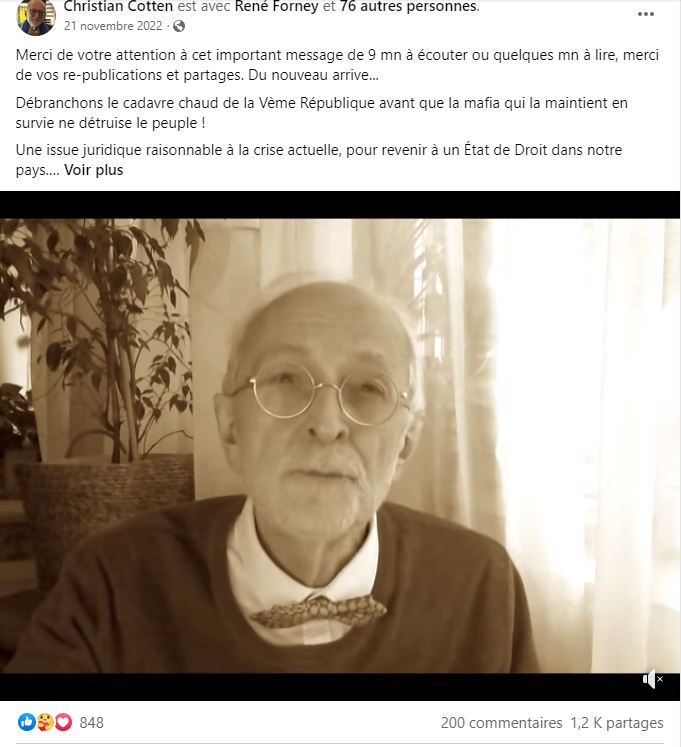 Monsieur René FORNEY Victime d'une tentative d'assassinat le Samedi 12 Novembre 2022 vers 15h50 sur le pont de CATANE côté SEYSSINET (38170). Il accuse les Milieux de la Corruption dans les Institutions du CARTEL GRENOBLOIS  (Justice, Police, Immobilier) 