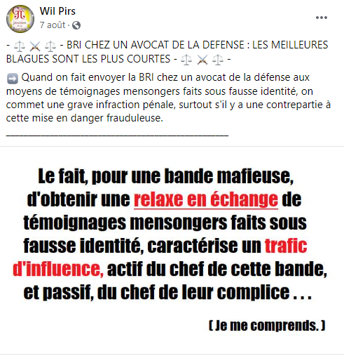 Facebook WIL PIRS Maître Wildfried PARIS AVOCAT DISSISENT Menacé de mort en FRANCE www.jesuispatrick.fr ALERTE ROUGE www.alerterouge-france.fr