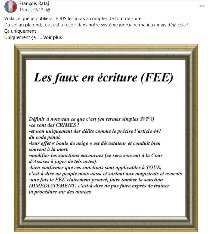 La profession d'avocat doit disparaître ! de François RATAJ site Patrick DEREUDRE  www.stopcorruptionstop.fr  www.jesuisvictime.fr  www.jesuispatrick.fr PARJURE & CORRUPTION à très Grande Echelle au Coeur même de la JUSTICE & REPUBLIQUE