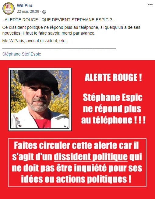 Facebook WIL PIRS Maître Wildfried PARIS AVOCAT DISSISENT Menacé de mort en FRANCE www.jesuispatrick.fr ALERTE ROUGE www.alerterouge-france.fr