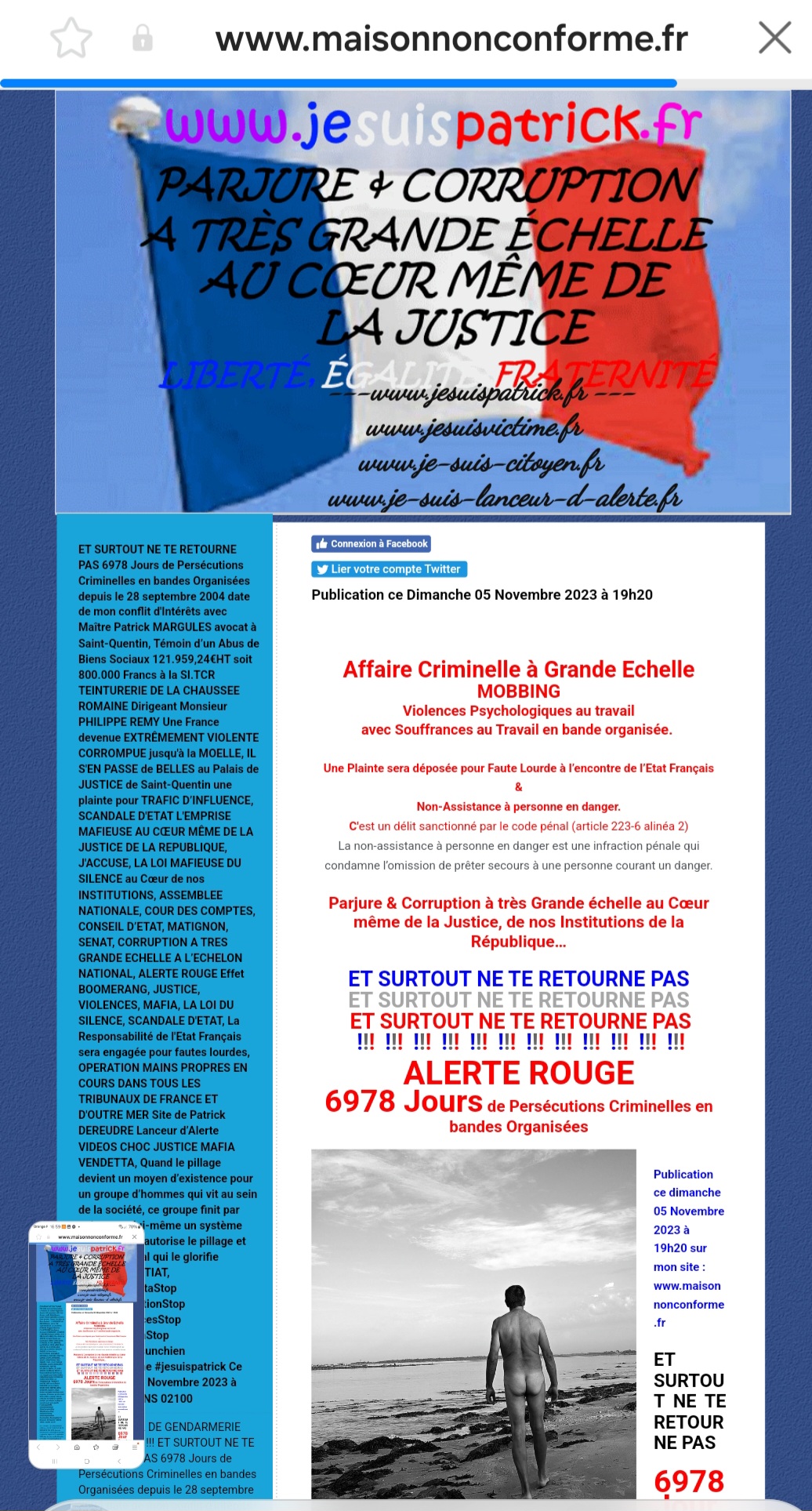 AFFAIRES CRIMINELLES LES BARONS & LES BARONNES DE LA JUSTICE www.jesuispatrick.fr www.jesuisenvie.fr www.jenesuispasunchier.fr #StopVendetta