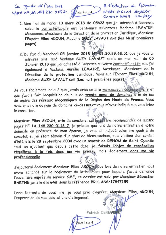 Pièce N°14f) Page 01sur04 AFFAIRE CRIMINELLE «MES CHERS VOISINS» GMF ELIAS AKOUH un Expert CORROMPU, Extorsion de Fonds, Tentative Extorsion de Fonds, Maître Marc ANTONINI à l'œuvre et ce avec la bénédiction de nos Institutions www.jesuispatrick.fr