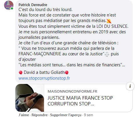 Facebook WIL PIRS Maître Wildfried PARIS AVOCAT DISSISENT Menacé de mort en FRANCE www.jesuispatrick.fr ALERTE ROUGE www.alerterouge-france.fr