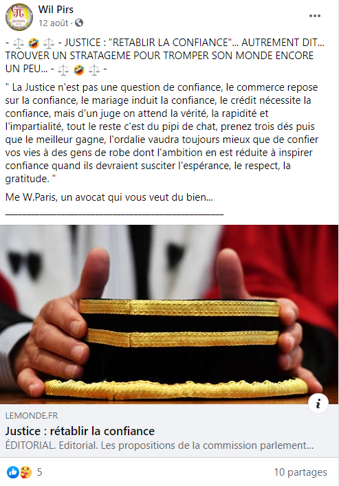 Facebook WIL PIRS Maître Wildfried PARIS AVOCAT DISSISENT Menacé de mort en FRANCE www.jesuispatrick.fr ALERTE ROUGE www.alerterouge-france.fr