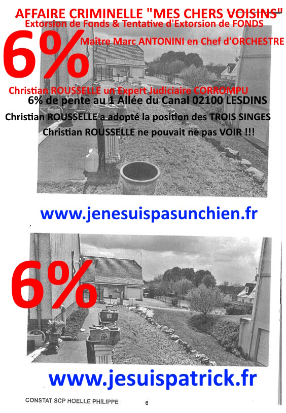 Pièce N°6c) Page 131sur134 AFFAIRE CRIMINELLE «MES CHERS VOISINS» SIGNIFICATION DE JUGEMENT, Violences, Extorsion de Fonds, Tentative Extorsion de Fonds, Maître Marc ANTONINI à l'œuvre et ce avec la bénédiction de nos Institutions www.jesuispatrick.fr