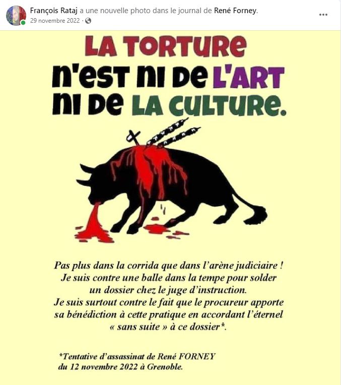 Monsieur René FORNEY Victime d'une tentative d'assassinat le Samedi 12 Novembre 2022 vers 15h50 sur le pont de CATANE côté SEYSSINET (38170). Il accuse les Milieux de la Corruption dans les Institutions du CARTEL GRENOBLOIS  (Justice, Police, Immobilier) 