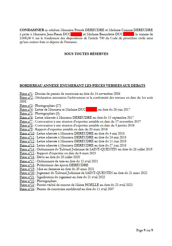 9Conclusions reçus le 14/02/24 AFFAIRE CRIMINELLE «MES CHERS VOISINS» SIGNIFICATION DE JUGEMENT, Violences, Extorsion de Fonds, Tentative Extorsion de Fonds, Maître Marc ANTONINI à l'œuvre et ce avec la bénédiction de nos Institutions www.jesuispatrick.fr