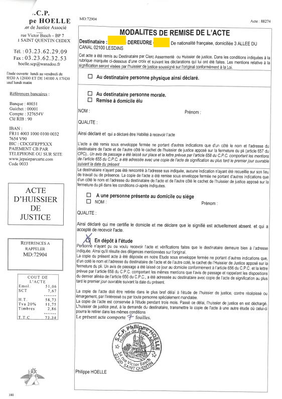 Signification d'un jugement rendu en premier ressort en notre absence SCANDALEUX FORFAITURE FAUX EN ECRITURES PUBLIQUES CORRUPTION Affaire mes Chers Voisins www.jesuispatrick.fr www.jesuisvictime.fr #Stop VENDETTA depuis Conflit intérêts avec Me MARGULES