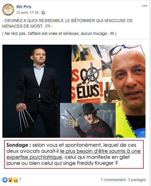 Facebook WIL PIRS Maître Wildfried PARIS AVOCAT DISSISENT Menacé de mort en FRANCE www.jesuispatrick.fr ALERTE ROUGE www.alerterouge-france.fr