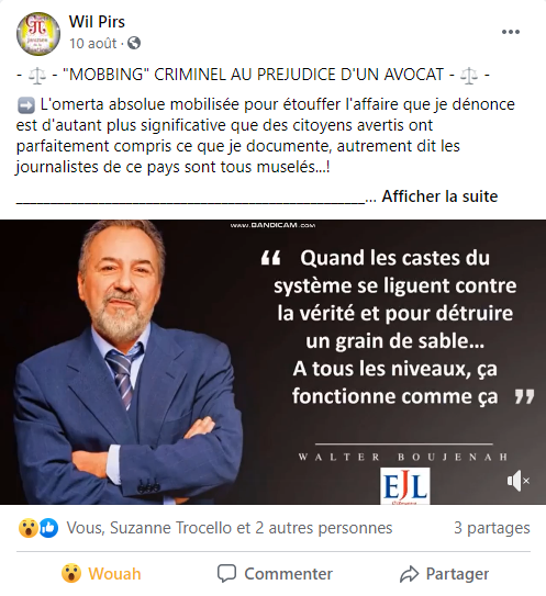 Facebook WIL PIRS Maître Wildfried PARIS AVOCAT DISSISENT Menacé de mort en FRANCE www.jesuispatrick.fr ALERTE ROUGE www.alerterouge-france.fr