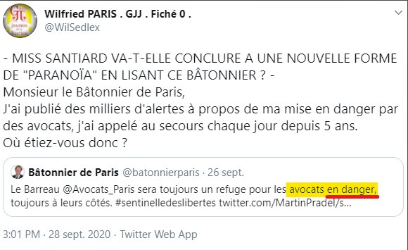 Facebook WIL PIRS Maître Wildfried PARIS AVOCAT DISSISENT Menacé de mort en FRANCE www.jesuispatrick.fr ALERTE ROUGE www.alerterouge-france.fr