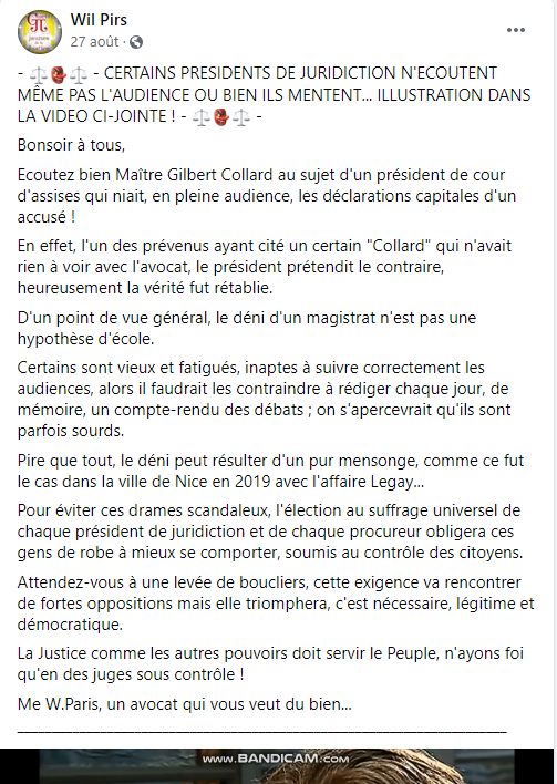 Facebook WIL PIRS Maître Wildfried PARIS AVOCAT DISSISENT Menacé de mort en FRANCE www.jesuispatrick.fr ALERTE ROUGE www.alerterouge-france.fr