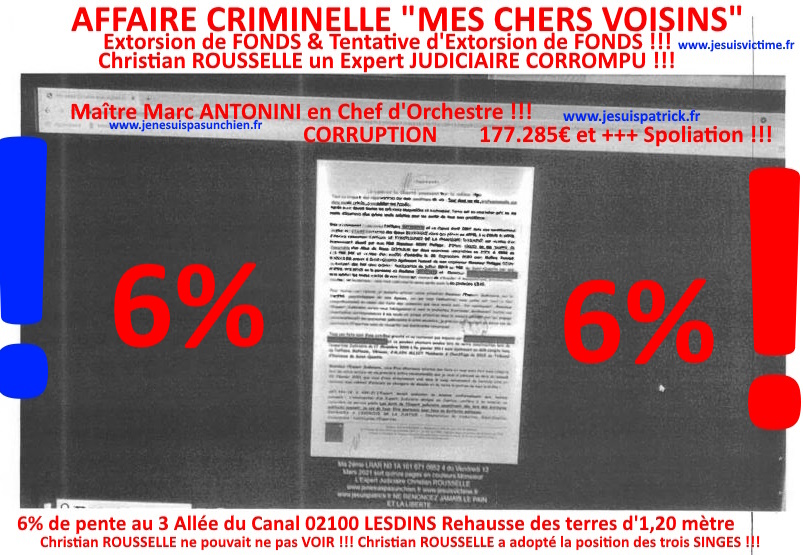 Pièce N°6c) Page 095sur134 AFFAIRE CRIMINELLE «MES CHERS VOISINS» SIGNIFICATION DE JUGEMENT, Violences, Extorsion de Fonds, Tentative Extorsion de Fonds, Maître Marc ANTONINI à l'œuvre et ce avec la bénédiction de nos Institutions www.jesuispatrick.fr