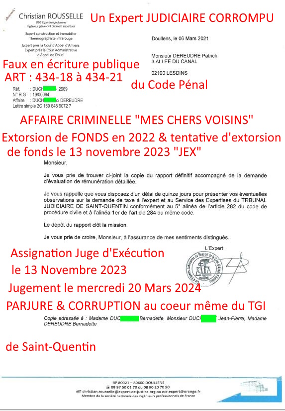 Pièce N°4b) Page 01sur16 AFFAIRE CRIMINELLE «MES CHERS VOISINS» RAPPORT DÉFINITIF, Violences, Extorsion de Fonds, Tentative Extorsion de Fonds, Maître Marc ANTONINI à l'œuvre et ce avec la bénédiction de nos Institutions www.jesuispatrick.fr