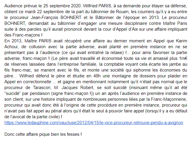 Maitre Wilfried PARIS, avocat empêché d’exercer Facebook WIL PIRS Maître Wildfried PARIS AVOCAT DISSISENT Menacé de mort en FRANCE www.jesuispatrick.fr ALERTE ROUGE www.alerterouge-france.fr