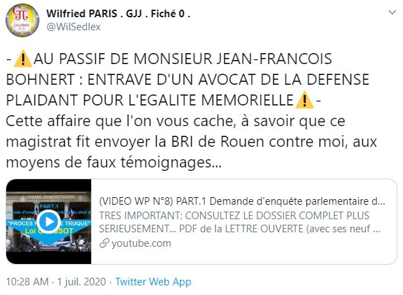 Facebook WIL PIRS Maître Wildfried PARIS AVOCAT DISSISENT Menacé de mort en FRANCE www.jesuispatrick.fr ALERTE ROUGE www.alerterouge-france.fr
