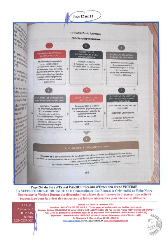 7d)NON ASSISTANCE A PERSONNES EN DANGER 12 sur 13 GMF ASSURANCES ASSURÉMENT HUMAIN !!! NON ASSISTANCE A PERSONNES EN DANGER Ma 2ème LRAR du 14 Décembre 2023 adressée en vain  à Monsieur Eric RONCORONI le Directeur Général de GMF ASSURANCES