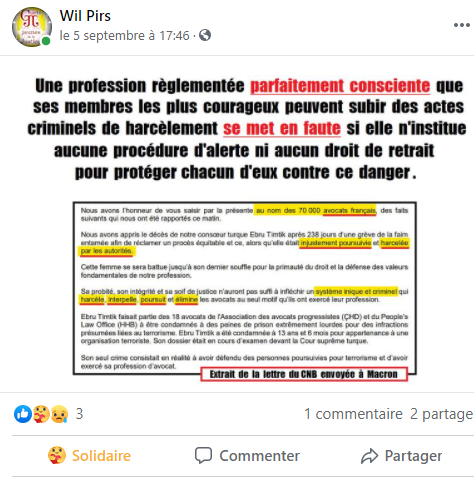 Facebook WIL PIRS Maître Wildfried PARIS AVOCAT DISSISENT Menacé de mort en FRANCE www.jesuispatrick.fr ALERTE ROUGE www.alerterouge-france.fr