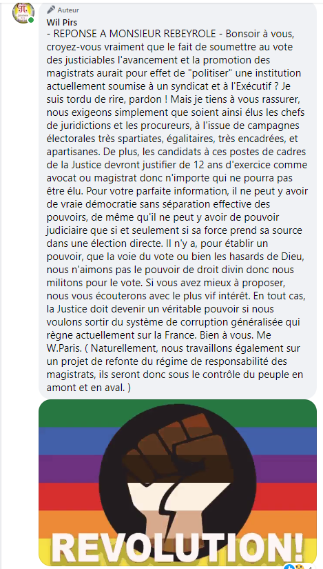 Facebook WIL PIRS Maître Wildfried PARIS AVOCAT DISSISENT Menacé de mort en FRANCE www.jesuispatrick.fr ALERTE ROUGE www.alerterouge-france.fr