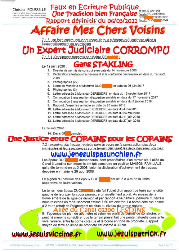 AFFAIRE MES CHERS VOISINS Gang STAKLING Extorsion de Fonds Faux Criminels en Ecriture Falsification de Documents Usage de Faux ORGANISATION CRIMINELLE TRES LUCRATIVE POUR LES COPAINS entre COPAINS www.jesuispatrick.fr www.jesuisvictime.fr FORFAITURE